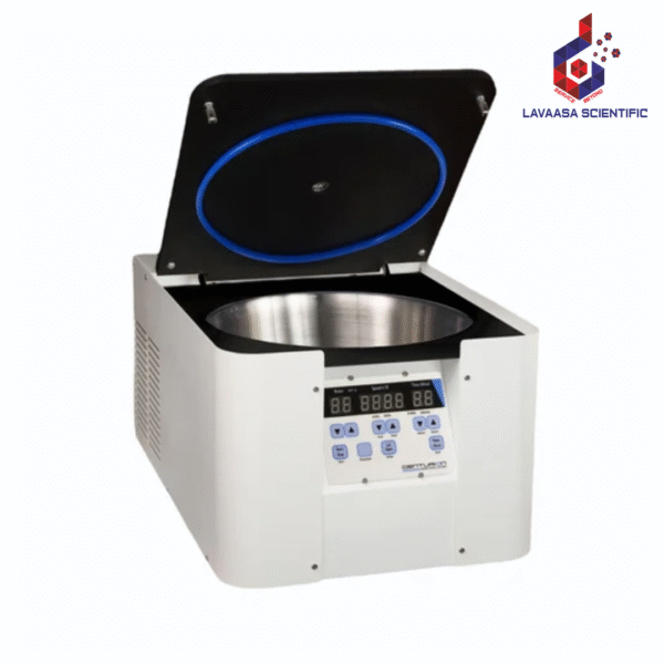 Large centrifuge machine for high-speed sample separation in laboratories.